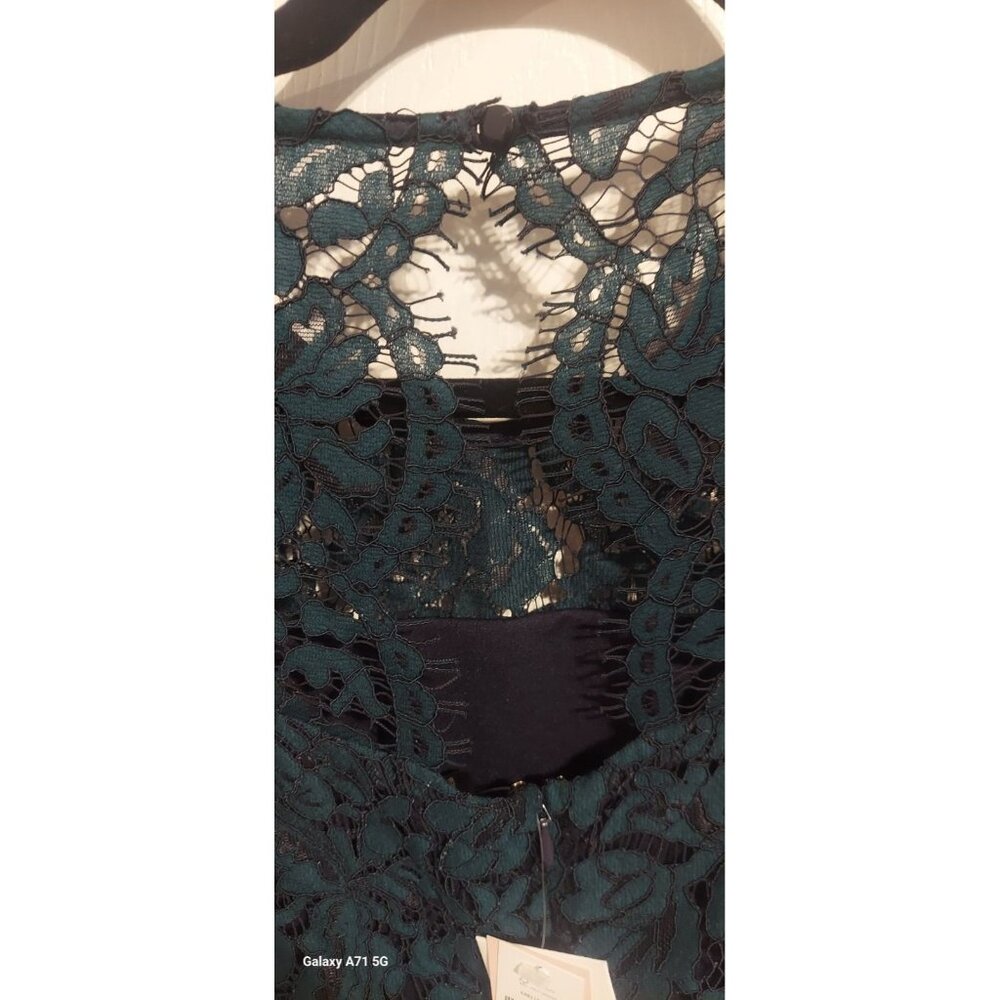 Banana Republic‎ Petite Collection Dress Womens Sz 0 P Green Jacquard NWT - Picture 7 of 9